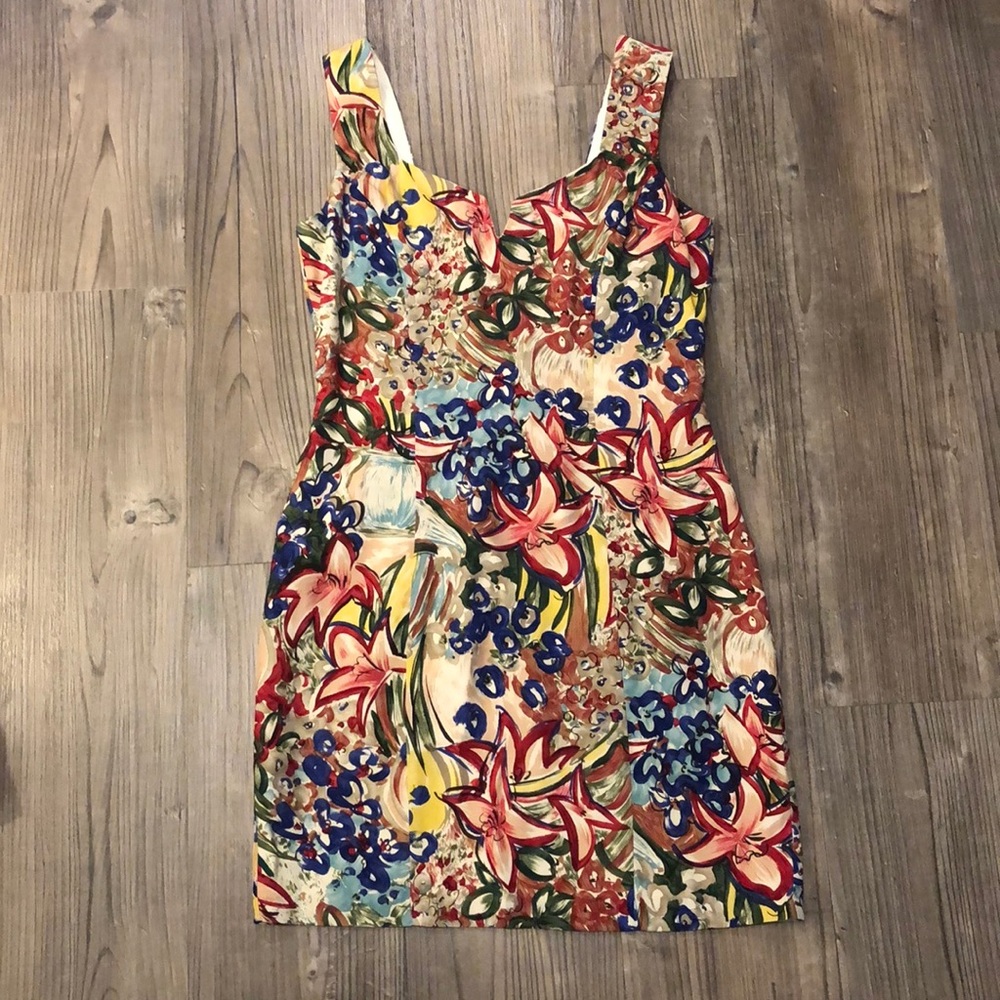 Anna Sui designer floral dress size 6 silk